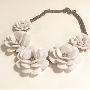 White floral statement necklace